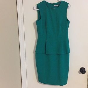 Green Calvin Klein sleeveless business dress